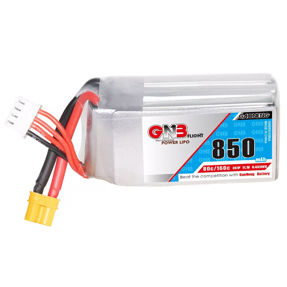 Battery GNB 11.1V 850mAh 3S 80/160C Lithium Polymer XT30