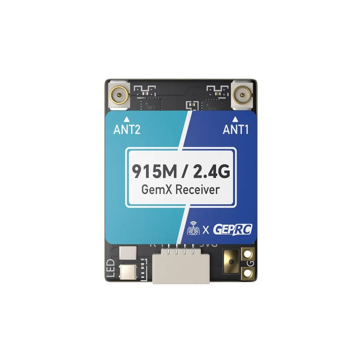 GEPRC Gemini cross-band ELRS receiver (915 MHz/2.4 GHz)